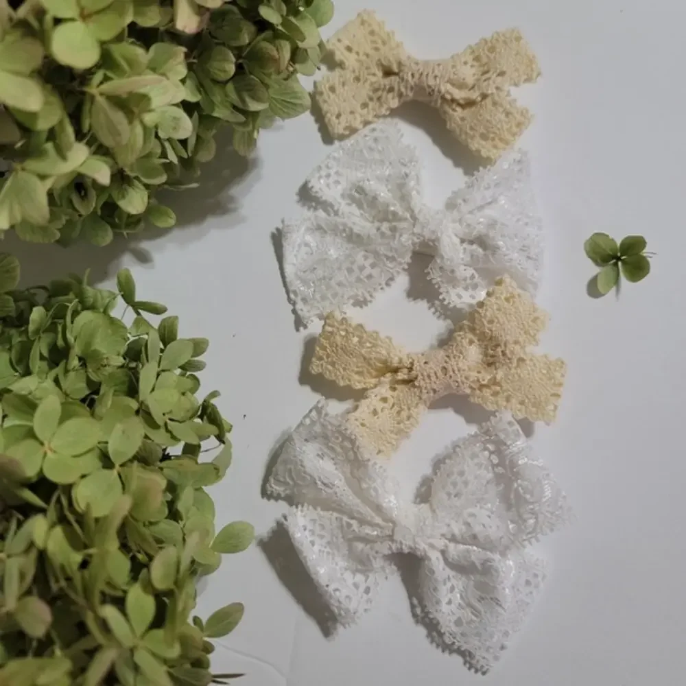 NWT Boho Hair bows White Cream Lace Crochet Girls Women Fairy Wedding Beige‎